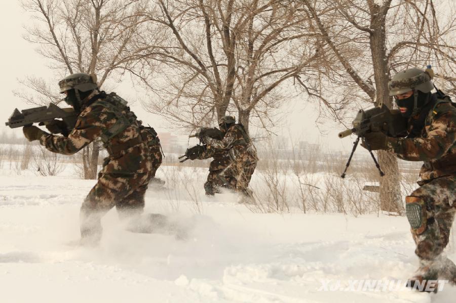 （军事）（2）新疆：公安边防部队乌鲁木齐指挥学校雪地练兵